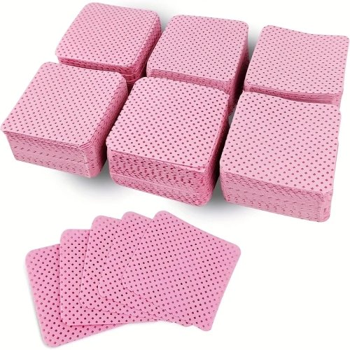 50 toallitas sin pelusa para uñas, súper absorbentes para retirar esmalte de gel, uso en extensiones de pestañas y preparación de uñas (Blanco/Rosa)
