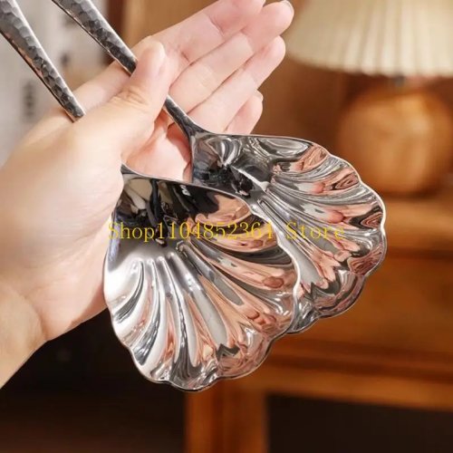 ทัพพีสแตนเลส ทนความร้อน ด้ามจับถนัดมือ เหมาะสำหรับกวนซุปและการทำอาหารประจำวัน