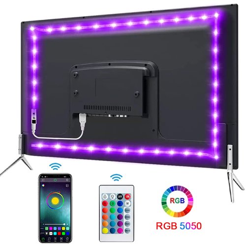 Đèn LED dây RGB 5050 SMD 5V USB có Bluetooth — dẻo, tự dính, cho ánh sáng nền TV và bàn làm việc