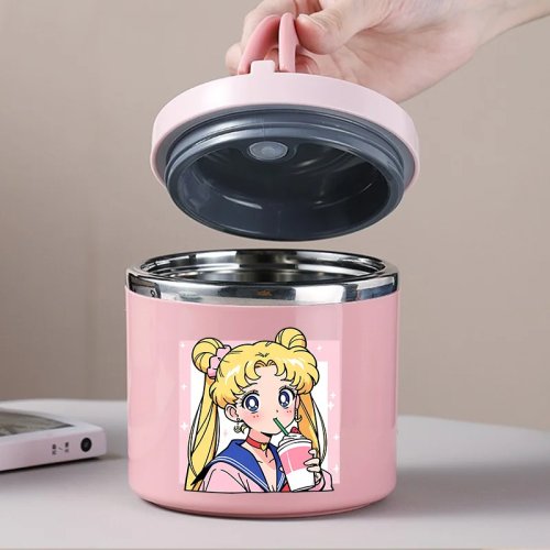 Hộp đựng thức ăn giữ nhiệt 630 ml Sailor Moon bằng inox – Bình giữ nhiệt cho súp/cơm, hộp cơm đi học/đi làm