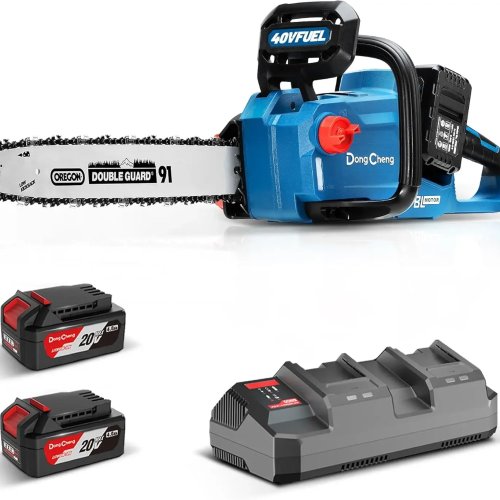 Gergaji rantai tanpa kabel 40V 16 inci, motor brushless, penegangan rantai tanpa alat, rem rantai berhenti instan, termasuk 2 baterai
