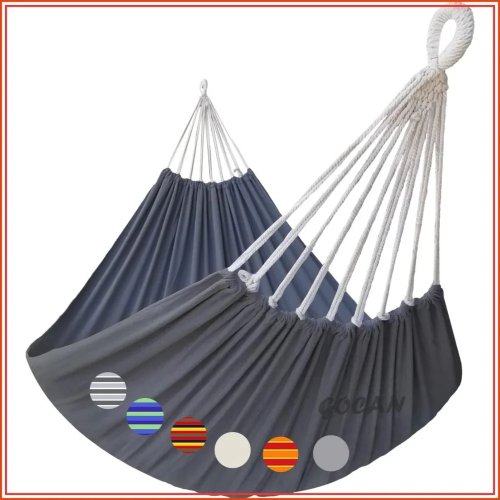 Hamaca extra grande de algodón para 2 personas 221×165 cm, soporta 227 kg, portátil con bolsa, ideal para jardín, patio o camping
