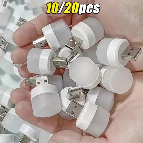 Mini USB Night Light — Warm White LED Reading Lamp, Eye-Protective, USB-Powered for PC/Power Bank (1–20 pcs)