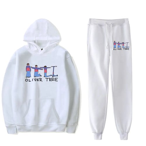 Conjunto 2 peças Oliver Tree 'Scooter Morph' – sweat com capuz e calças jogger estampadas, fato de treino casual para treino diário