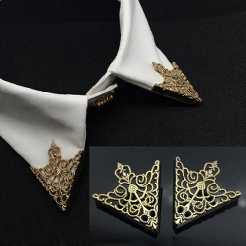 Broche femme dorée tendance - épingle décorative pour col/blouse