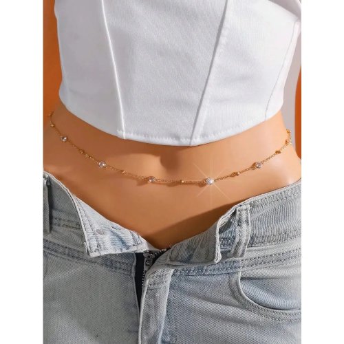 Vintage Y2K Beaded Waist Chain — Thin Body/Belly Chain for Women, Sexy Summer Streetwear Body Jewelry