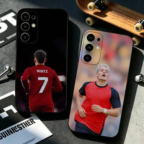 Wirtz Football Soft Silicone Black Phone Case for Samsung Galaxy S20/S20 FE/S20+, S21, S22, S23, S24, S25, S30 Ultra