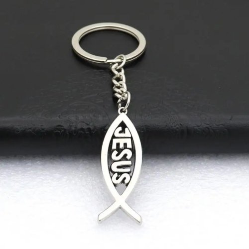 G6KF Metal Pendant Keychain – Letter, Fish or Cross Charm