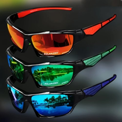Men's Polarized Sports Sunglasses — Lightweight, Mirrored Lenses for Cycling, Fishing & Night Driving