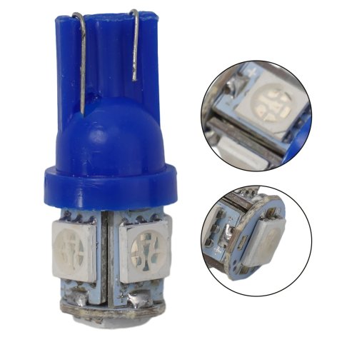 Lâmpada LED 1 un 5050 SMD 5 LEDs 12V com base wedge – Luz matrícula / leitura / estacionamento lateral / sinalização