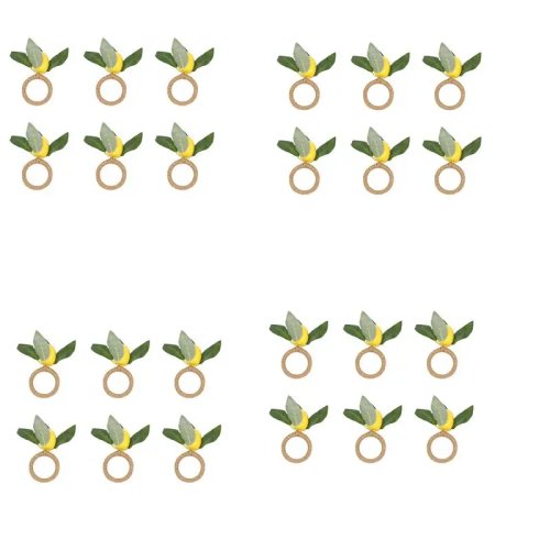 Lot de 24 ronds de serviette citron, effet fruit réaliste — porte-serviette déco pour table, fêtes et hôtels