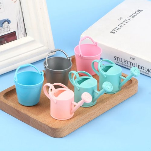 1 set arrosoir miniature pour maison de poupées – petit seau pour arroser plantes, décoration de jardin pour poupées