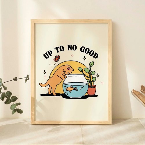 Frecher Kätzchen-Print mit Goldfischglas – Poster fürs Kinderzimmer, Matisse-inspiriertes Galerie-Print