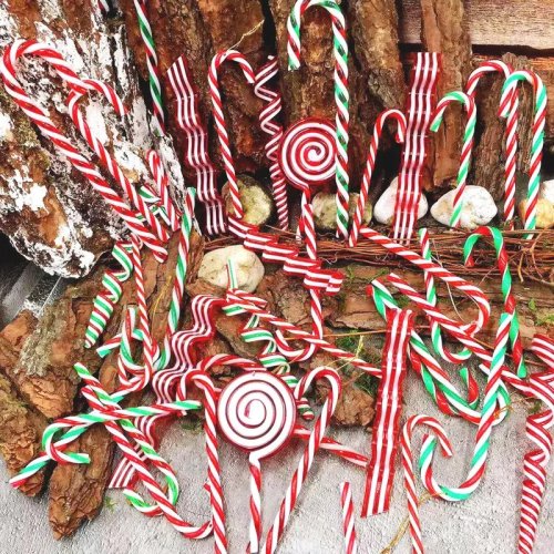 Enfeite pendente bengala de Natal em acrílico torcido para árvore — decoração de Natal e festa