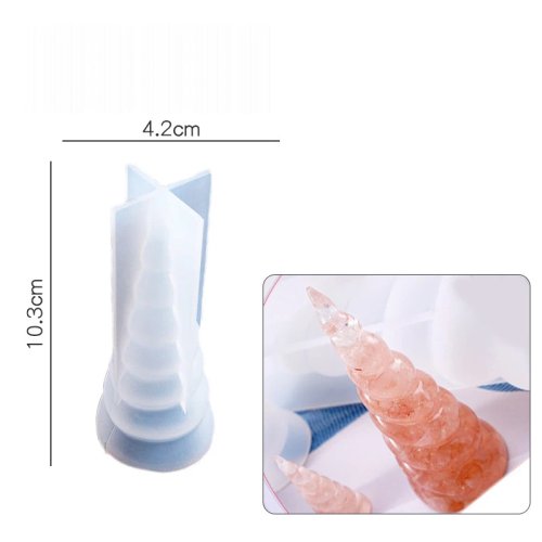 Moule silicone DIY pour résine époxy — corne de licorne pour bijoux avec fleurs séchées