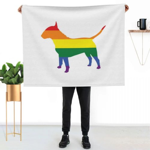 Плед з принтом Bull Terrier і прапором Pride — м'який, теплий універсальний плед для дому та подорожей