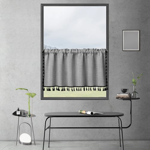 1pc Solid-Color Curtain Valance — Japanese Boho Short Curtain with Rod Pocket for Window & Door Decor