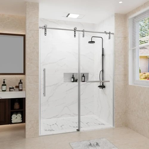 Schuifdouchedeur zonder frame ca. 142–152 × 193 cm (56–60 in × 76 in), helder gehard glas 8 mm (SGCC) met afdichting