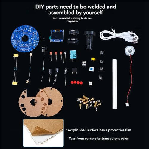 ABZD USB 가습기 DIY 키트 5개 — OLED 디스플레이 탑재 PCB, 온도·습도 센서, 아토마이저 부품