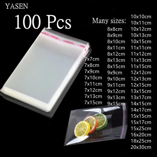 100 Piezas Bolsas OPP Transparentes Auto Sellables para Joyería, Dulces, Galletas - Empaque de Regalo Resellable