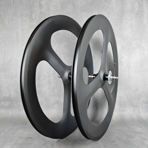 700C 3‑Speichen Carbon‑Laufradsatz, Clincher 23mm x 70mm UD Matt — Für Felgen‑ oder Scheibenbremse, Track/Fixed‑Gear‑Nabe, 11–12‑fach (HG oder XDR)