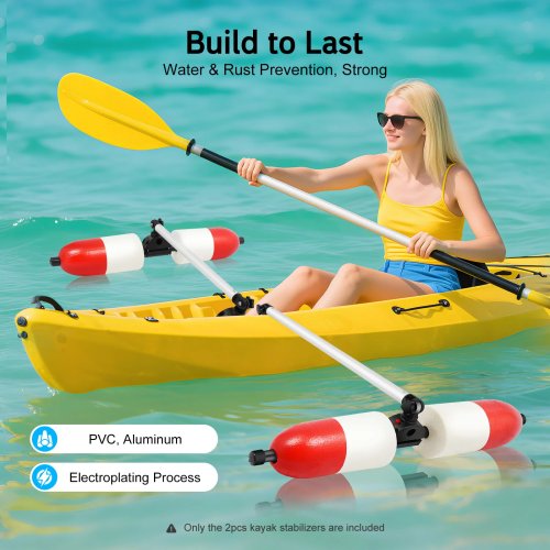 Kayak Outrigger Stabilizer Kit – Electroplated Aluminum Rods with Quick-Release Knobs, Non-Inflatable Balance Floats for Canoe & Kayak