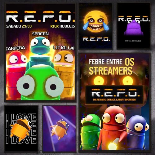 Poster de jeu vidéo d'horreur indépendant R-REPO - Toile murale moderne esthétique, décoration de chambre sympa