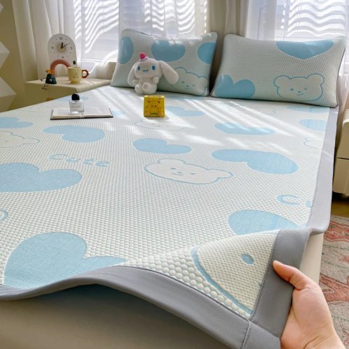 Bộ 3 miếng làm mát cho giường mùa hè kèm 2 vỏ gối — cỡ Queen, tấm bọc đệm fitted chống trượt