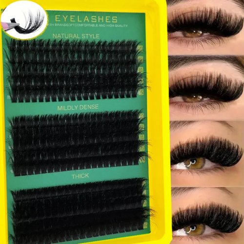 Faux cils épais 60D/80D/100D, D-curl style cat-eye, longueurs mixtes — effet fluffy et dramatique, idéal pour débutantes