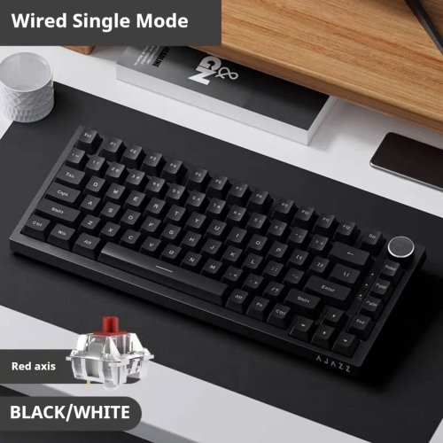 AJAZZ AK820 kabelgebundene mechanische Tastatur mit Drehregler für Lautstärke, hot-swap-fähigen Switches, DIY – Büro & Home