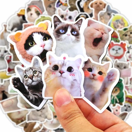 100/500/1000pcs Stiker Kucing Lucu Stiker Kartun Imut untuk Anak - Dekorasi Alat Tulis, Gitar, HP, Sepeda, Laptop, Koper