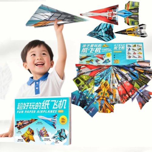 36-teiliges DIY Origami Flugzeug Set - Eltern-Kind Bastelspielzeug, buntes pädagogisches Puzzle zur Förderung der Feinmotorik