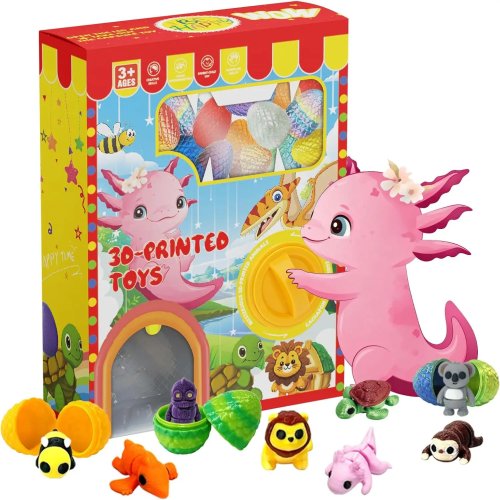 Mini Vending Machine for Kids with 24 Surprise Eggs - 3D Printed Articulated Animals Party Favors for Easter, Christmas, Birthdays