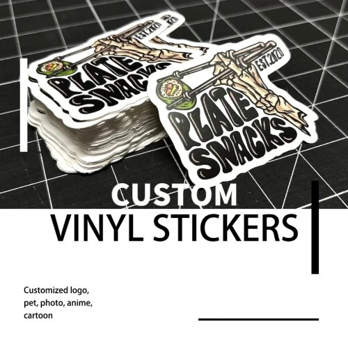 Calcomanías personalizadas impermeables de vinilo PVC, logo, diseño de caricatura, película brillante para decorar laptop, negocio