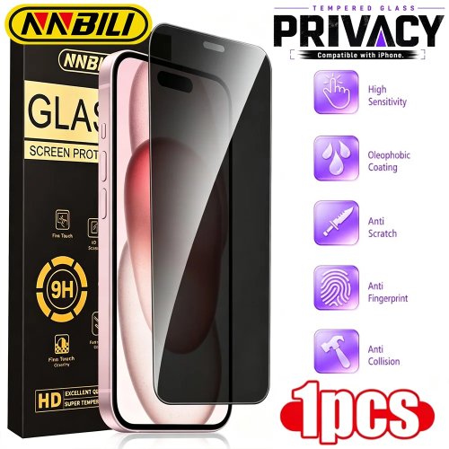 NNBILI 1 Штука Защитное Стекло Антишпион для iPhone 11/12/13/14/15/16/17/18 Pro Max, 12/13 Mini, X/XS/XR