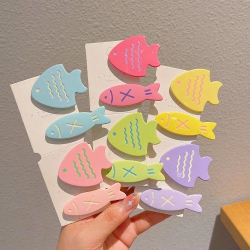 Jepit rambut ikan warna candy lucu, klip beak/duckbill kecil untuk poni, anak perempuan dan wanita