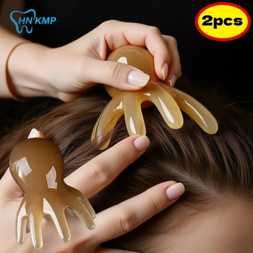 مشط مساج من الراتنج بشكل أخطبوط - Gua Sha لتدليك فروة الرأس والمسارات الطاقية، تدليك نقطي وسبا لتخفيف التعب