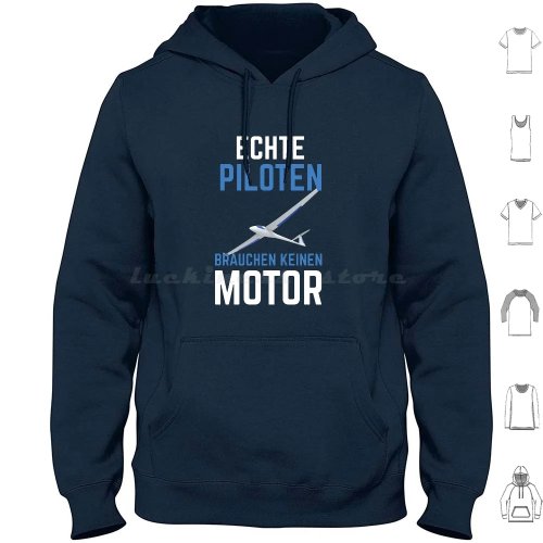 Felpa con cappuccio "I veri piloti non hanno bisogno di un motore" – Pilota di aliante, maniche lunghe