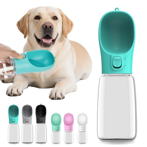Bottiglia acqua per animali 550 ml con ciotola richiudibile — Dispenser portatile per cani e gatti (piccoli/medi), ideale per passeggiate e cuccioli