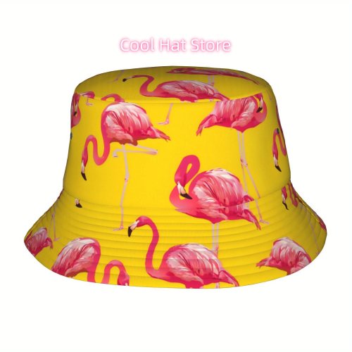Flamingo tropical printed bucket hat - lightweight unisex fisherman hat for beach, festivals & outdoor parties