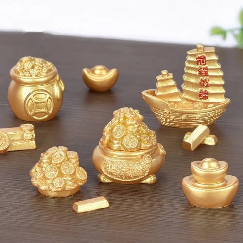 Mini decoração de secretária Ano Novo — figura micro-paisagem, amuleto da sorte