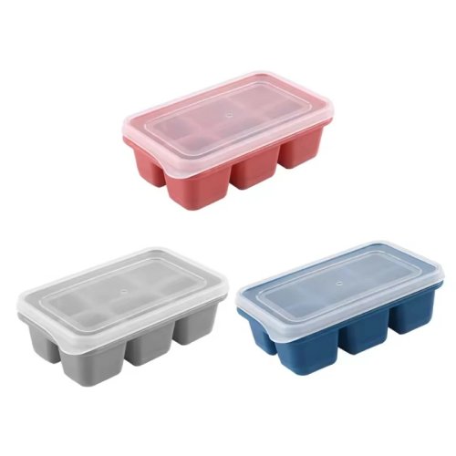 Stampo per ghiaccio quadrato in silicone con coperchio removibile — facile da sformare, per cubetti e gelato fatto in casa