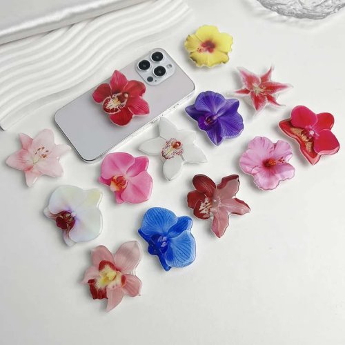 Süßer Phalaenopsis-Handyring (faltbar) – Griff & Ständer für iPhone 16