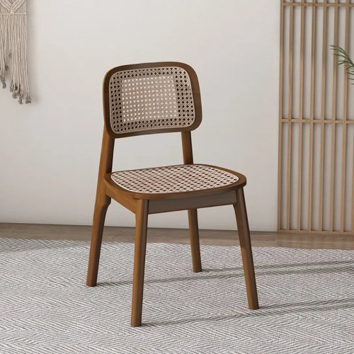 Kursi Makan Rotan Gaya Wabi-Sabi – Kursi Kayu Solid Vintage Gaya Nordik