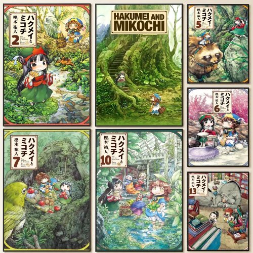 Póster anime Hakumei & Mikochi - HD, autoadhesivo, impermeable y removible, no se decolora, para dormitorio y salón