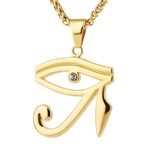 HZMAN ketting met hanger Oog van Horus met CZ — Roestvrijstalen ketting, oud-Egyptisch beschermsymbool