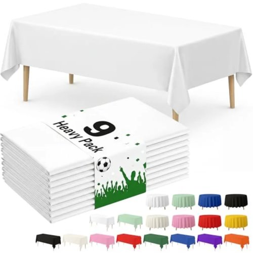 Tovaglia plastica usa e getta impermeabile rettangolare, confezione da 9 per festa di calcio, picnic, compleanno