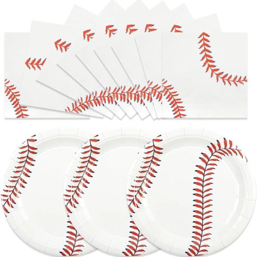 50 pcs Perlengkapan Pesta Baseball – Piring & Serbet Sekali Pakai 7 inci, Dekorasi Ulang Tahun Tema Baseball