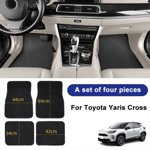 Juego de 4 alfombrillas Toyota Yaris Cross negras antideslizantes para delante y detrás
