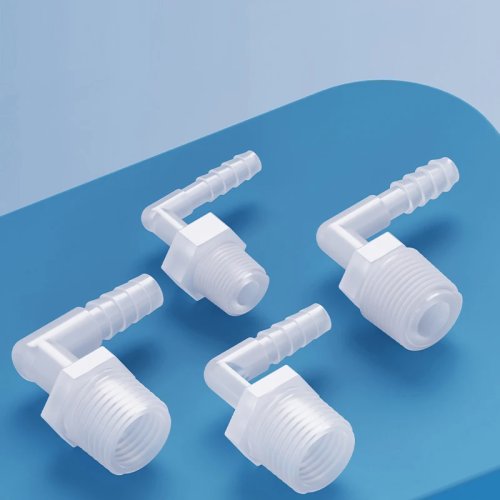 Cút 90° có đầu gắn ống (barb) bằng nylon, ren mét và NPT, adapter ống 1/8–3/4 inch cho hơi/nước